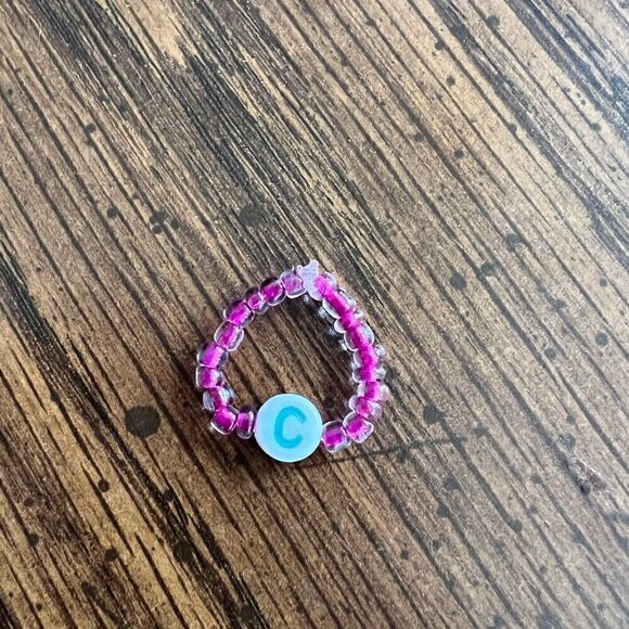 Custom Initial Glass Bead Ring - Picture 1 of 2